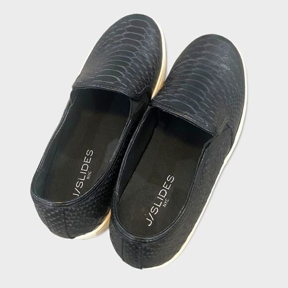 J Slides Black Snakeskin Sneakers Size 9 - Picture 4 of 6